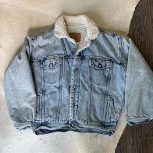 Vintage 80's GAP denim bomber jacket, jean/sherpa, M